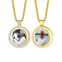 Custom4U Picture Necklace Personalized Photo Circle Chain for Men Women