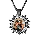 Custom4U Picture Necklace Personalized Photo Circle Chain for Men Women