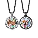 Custom4U Picture Necklace Personalized Photo Circle Chain for Men Women