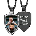 Custom4U Picture Necklace Personalized Photo Circle Chain for Men Women