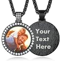 Custom4U Picture Necklace Personalized Photo Circle Chain for Men Women