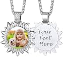 Custom4U Picture Necklace Personalized Photo Circle Chain for Men Women