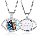 Custom4U Picture Necklace Personalized Photo Circle Chain for Men Women