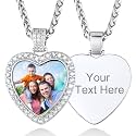 Custom4U Picture Necklace Personalized Photo Circle Chain for Men Women