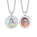 Custom4U Picture Necklace Personalized Photo Circle Chain for Men Women
