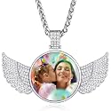 Custom4U Picture Necklace Personalized Photo Circle Chain for Men Women