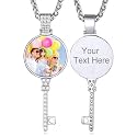 Custom4U Picture Necklace Personalized Photo Circle Chain for Men Women