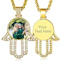 Custom4U Picture Necklace Personalized Photo Circle Chain for Men Women