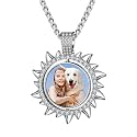 Custom4U Picture Necklace Personalized Photo Circle Chain for Men Women