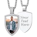 Custom4U Picture Necklace Personalized Photo Circle Chain for Men Women