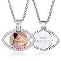 Custom4U Picture Necklace Personalized Photo Circle Chain for Men Women