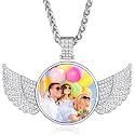 Custom4U Picture Necklace Personalized Photo Circle Chain for Men Women