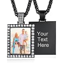 Custom4U Picture Necklace Personalized Photo Circle Chain for Men Women