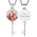 Custom4U Picture Necklace Personalized Photo Circle Chain for Men Women