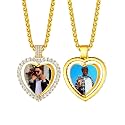 Custom4U Picture Necklace Personalized Photo Circle Chain for Men Women