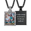 Custom4U Picture Necklace Personalized Photo Circle Chain for Men Women