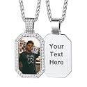 Custom4U Picture Necklace Personalized Photo Circle Chain for Men Women