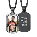 Custom4U Picture Necklace Personalized Photo Circle Chain for Men Women