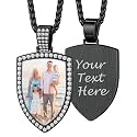 Custom4U Picture Necklace Personalized Photo Circle Chain for Men Women