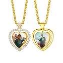 Custom4U Picture Necklace Personalized Photo Circle Chain for Men Women