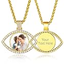 Custom4U Picture Necklace Personalized Photo Circle Chain for Men Women