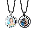 Custom4U Picture Necklace Personalized Photo Circle Chain for Men Women