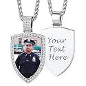 Custom4U Picture Necklace Personalized Photo Circle Chain for Men Women