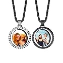 Custom4U Picture Necklace Personalized Photo Circle Chain for Men Women