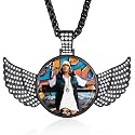 Custom4U Picture Necklace Personalized Photo Circle Chain for Men Women