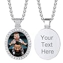 Custom4U Picture Necklace Personalized Photo Circle Chain for Men Women