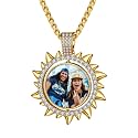 Custom4U Picture Necklace Personalized Photo Circle Chain for Men Women