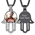 Custom4U Picture Necklace Personalized Photo Circle Chain for Men Women