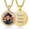 Custom4U Picture Necklace Personalized Photo Circle Chain for Men Women