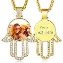 Custom4U Picture Necklace Personalized Photo Circle Chain for Men Women