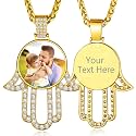 Custom4U Picture Necklace Personalized Photo Circle Chain for Men Women