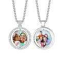Custom4U Picture Necklace Personalized Photo Circle Chain for Men Women