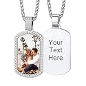 Custom4U Picture Necklace Personalized Photo Circle Chain for Men Women