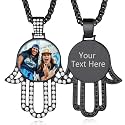 Custom4U Picture Necklace Personalized Photo Circle Chain for Men Women