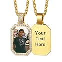 Custom4U Picture Necklace Personalized Photo Circle Chain for Men Women