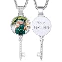 Custom4U Picture Necklace Personalized Photo Circle Chain for Men Women