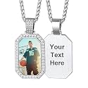 Custom4U Picture Necklace Personalized Photo Circle Chain for Men Women