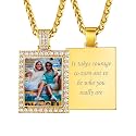 Custom4U Picture Necklace Personalized Photo Circle Chain for Men Women