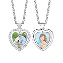Custom4U Picture Necklace Personalized Photo Circle Chain for Men Women