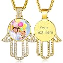 Custom4U Picture Necklace Personalized Photo Circle Chain for Men Women