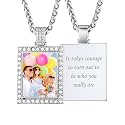 Custom4U Picture Necklace Personalized Photo Circle Chain for Men Women