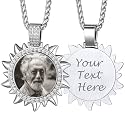 Custom4U Picture Necklace Personalized Photo Circle Chain for Men Women