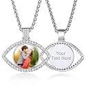 Custom4U Picture Necklace Personalized Photo Circle Chain for Men Women