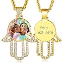 Custom4U Picture Necklace Personalized Photo Circle Chain for Men Women