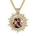 Custom4U Picture Necklace Personalized Photo Circle Chain for Men Women