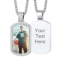 Custom4U Picture Necklace Personalized Photo Circle Chain for Men Women